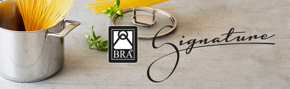 Набір сковорідок BRA Signature 3 шт. (20/24/26 см), професійна нержавіюча сталь 18/10, без антипригарного покриття, трислойне дно, для всіх плит і індукції, полірована поверхня