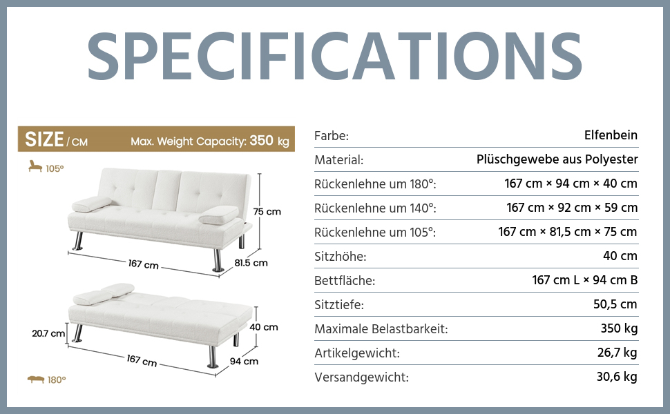 Yaheetech Folding Sleeper Sofa