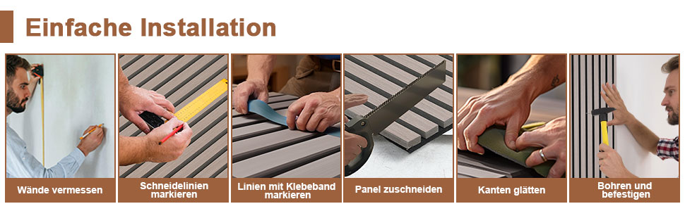 Акустичні панелі з дерева та фетру 120x60 см, набір 4 шт (2,88 м²), звукопоглинаюча стінова облицовка для покращення акустики приміщення, колір Чорний горіх