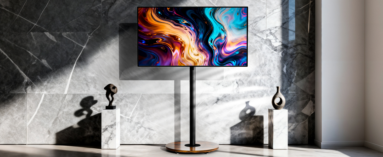 Підставка для телевізора Unho з регульованою висотою та коліщатками, для екранів 40-75 дюймів, VESA 600x400 мм, до 50 кг (Чорний)