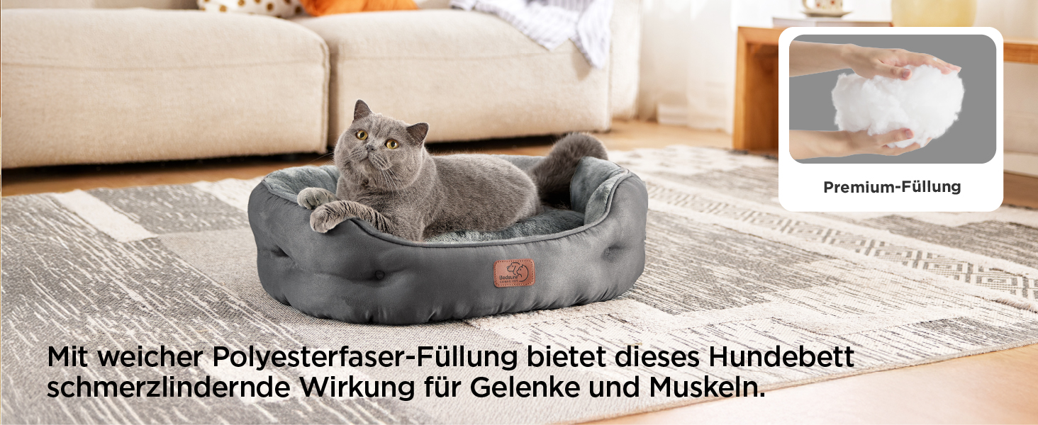 Ліжко для котів BEDSURE - зручне та миюче ліжечко для котів та маленьких собак, 51x48x15 см, сірий колір