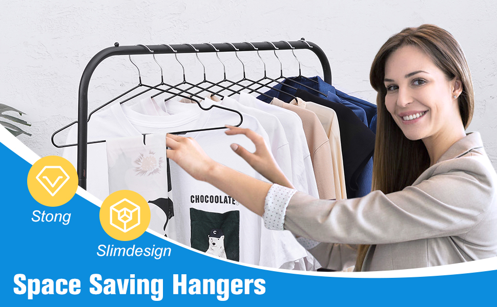 25 шт. Плечики для одягу Rainberg: міцні, гумовані, для шафи та вішалок, чорні