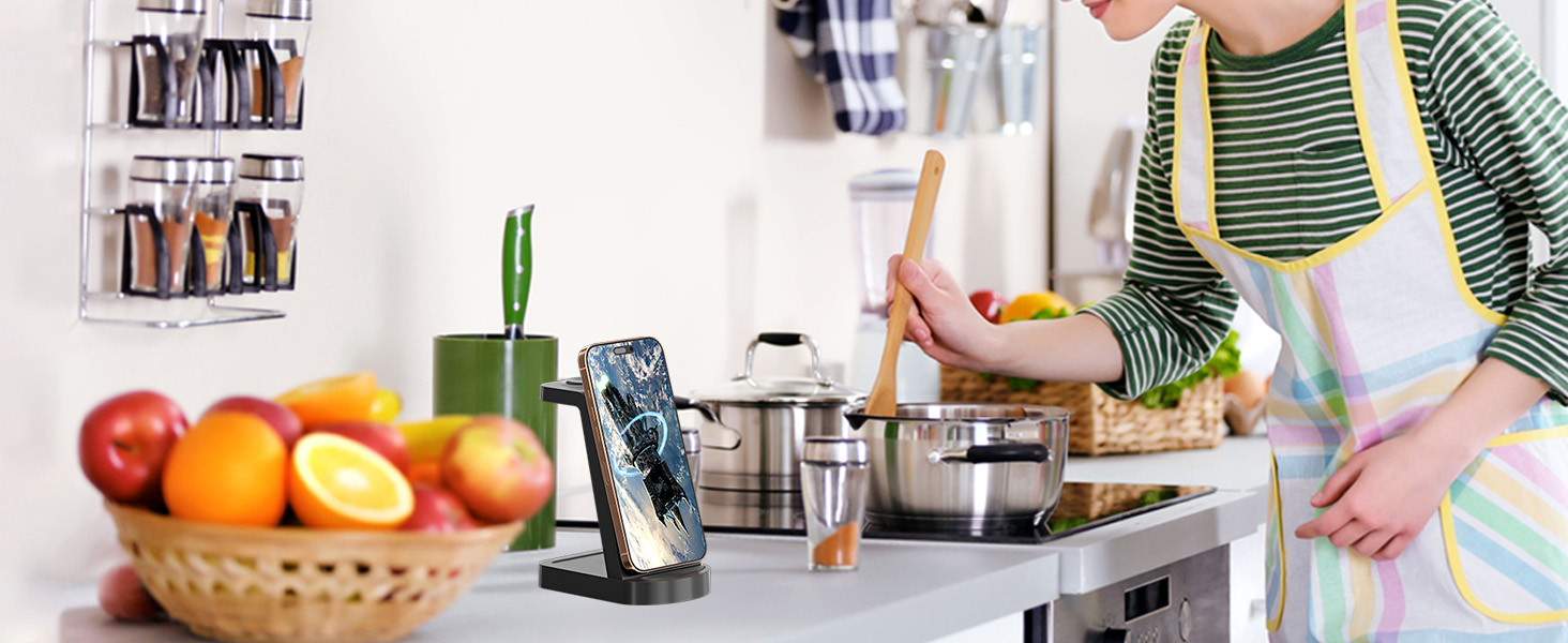 Бездротова зарядка 3-в-1 з адаптером 18W, сумісна з iPhone 16/15/14/13/12 Pro/Pro Max, Apple Watch, AirPods Pro (Чорний)