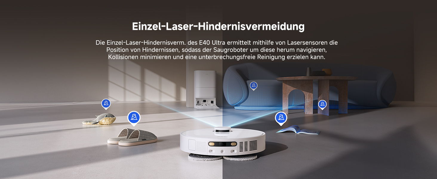 Робот-пилосос Mova E40 Ultra з функцією миття, автоматичним очищенням та потужністю 19000 Па, MaxiReach-моп, бічні щітки, вбудований резервуар 80 мл, станція самоочищення на 75 днів