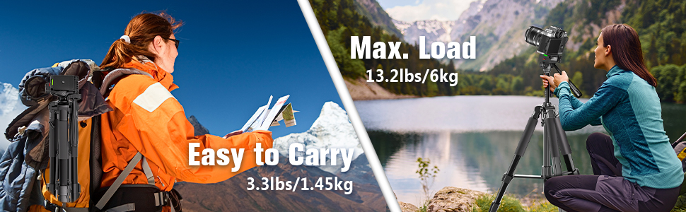 Штатив для камери 175 см, алюмінієвий відеоштатив з Fluid-головкою для Sony/Nikon/Canon, легкий штатив для телефону з 2 QR-пластинами, обертовий тримач для телефону/пульт дистанційного керування, для TikTok, Vlog (Чорний-175)