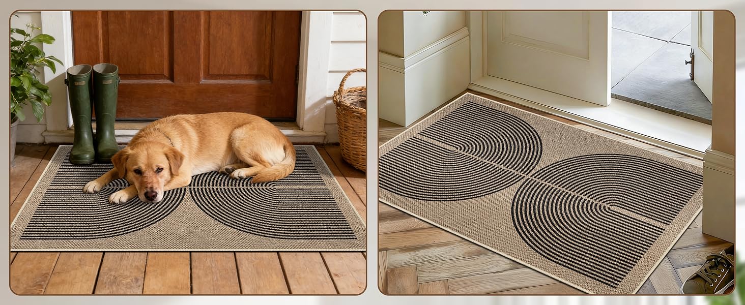 Килимок для дому та вулиці 50x80 см, джутовий, антиковзаючий, чорний