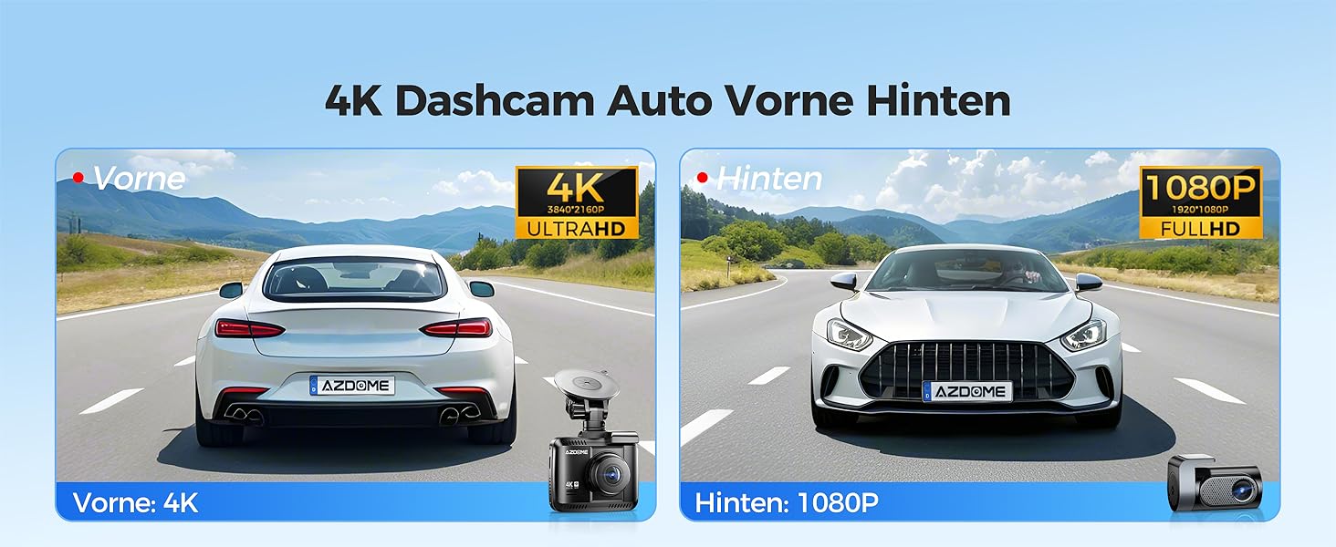 Відеореєстратор AZDOME GS63H Pro 4K з WiFi, GPS, Нічне бачення, 170° та Park Monitoring