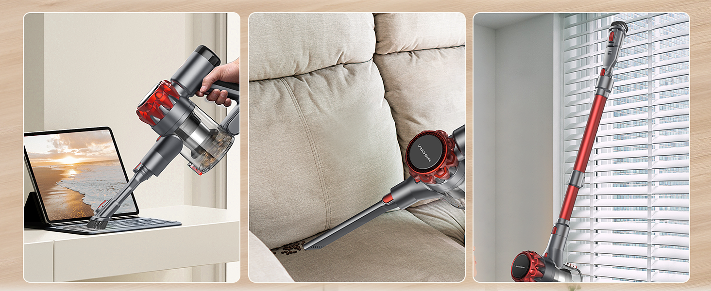 Бездротовий пилосос 40000Pa з акумулятором, 55 хв роботи, сенсорний екран та щітка Anti-Tangle, для твердих поверхонь, килимів, шерсті тварин