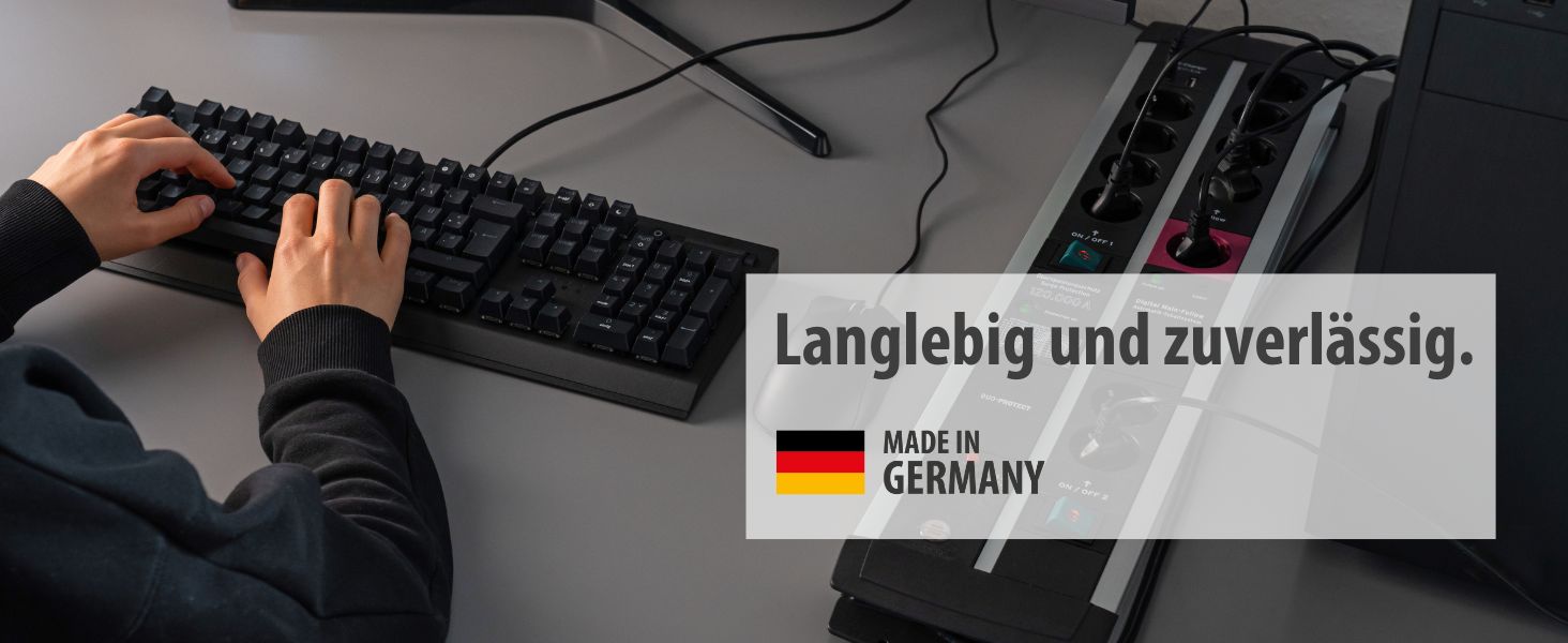 Бренненштуль Premium-Protect-Line Мережевий фільтр для геймерів з 11 розетками, USB 3.10A, захист від перенапруги, 3м кабель, Made in Germany (сріблястий/чорний)
