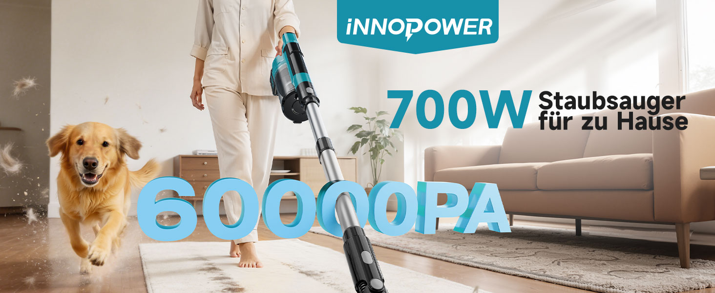 Акумуляторний бездротовий пилосос 60000Па/700Вт, 6-в-1 з дисплеєм, контейнером 2.0 л, антизаплутувальною щіткою та 8-рівневою фільтрацією для килимів, твердих підлог, авто та шерсті тварин