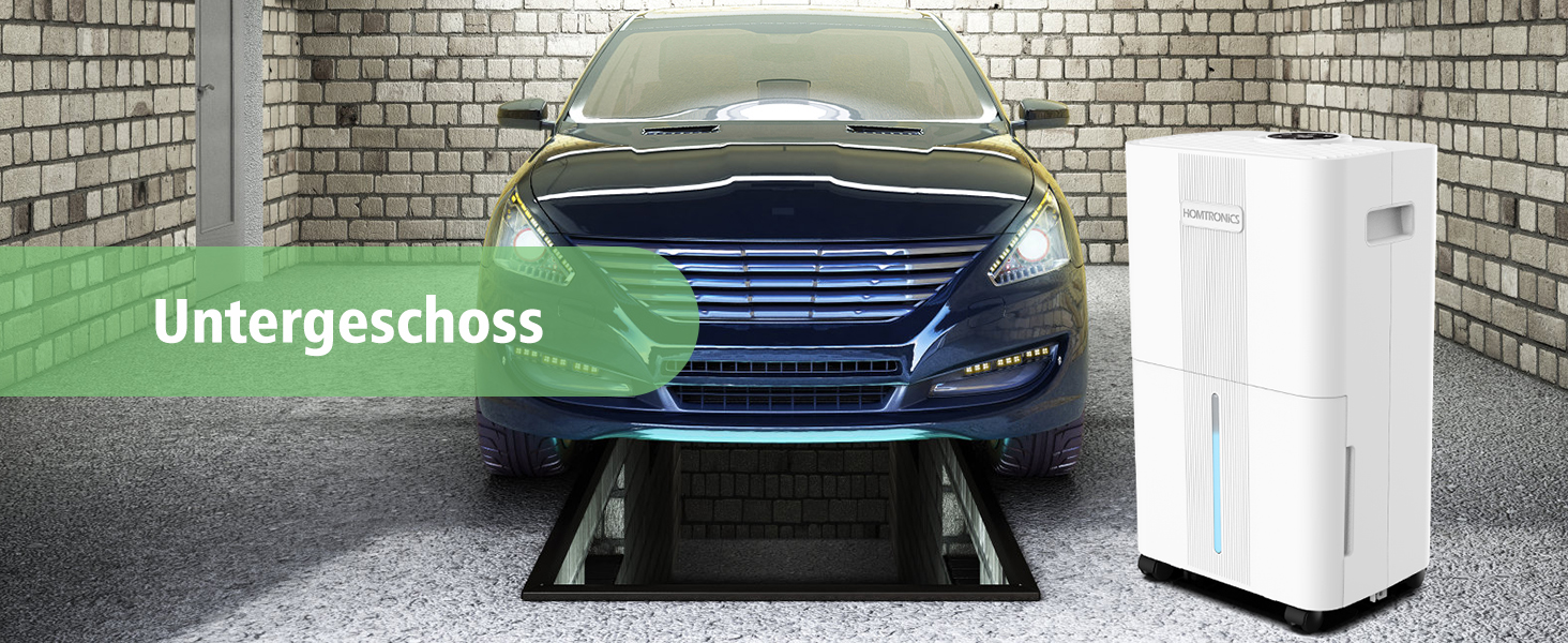 Електричний осушувач повітря Homtronics з гофрованим шлангом 1м, інтел. контроль вологості, 3 режими, таймер 24г, для підвалу, ванної, спальні