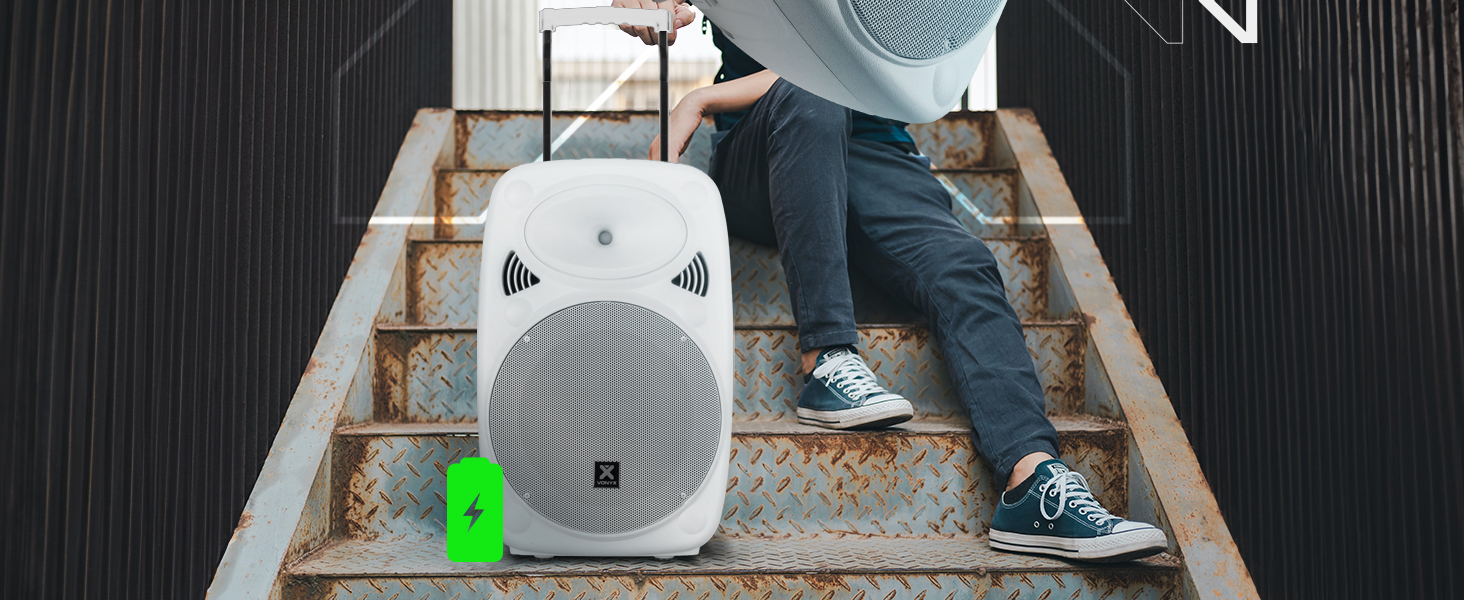 Vonyx Verve46 - портативна акустична система для вечірок з Bluetooth, 1000W, 2 мікрофони UHF, MP3, вбудований акумулятор, пульт ДУ - чорний