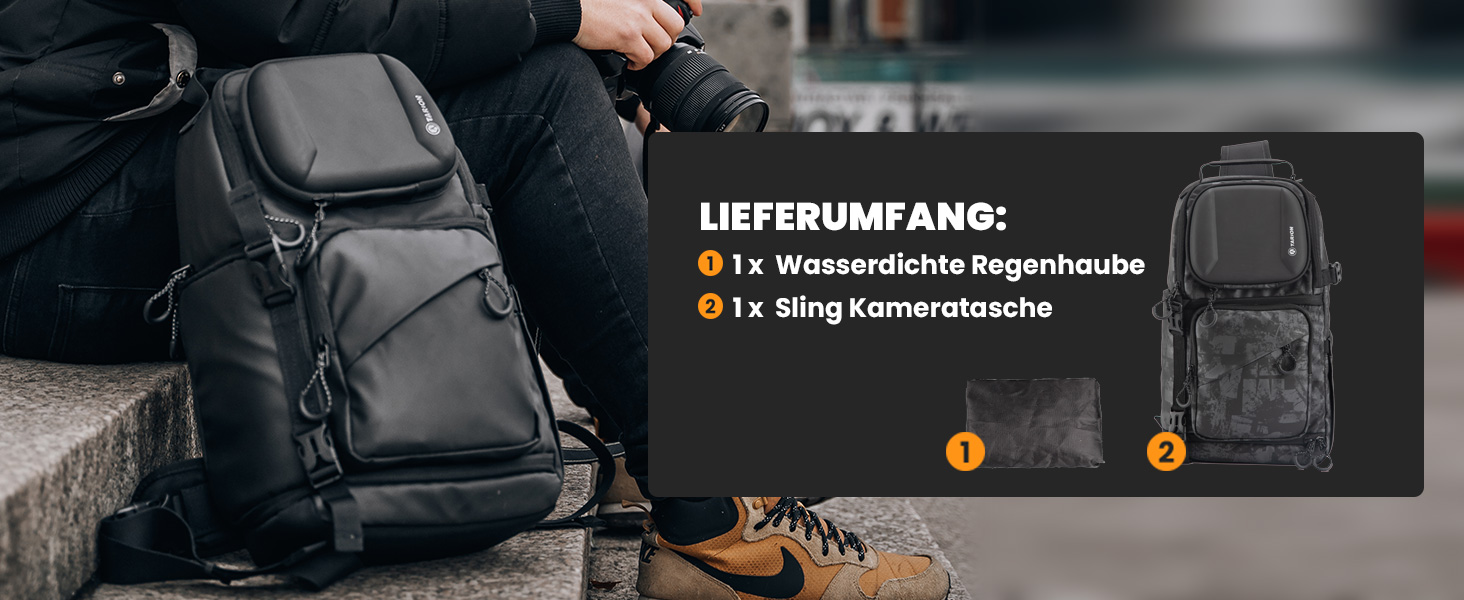 Сумка для камери TARION: водонепроникна фотосумка на плече для DSLR/SLR з захистом від дощу, сіра та чорна