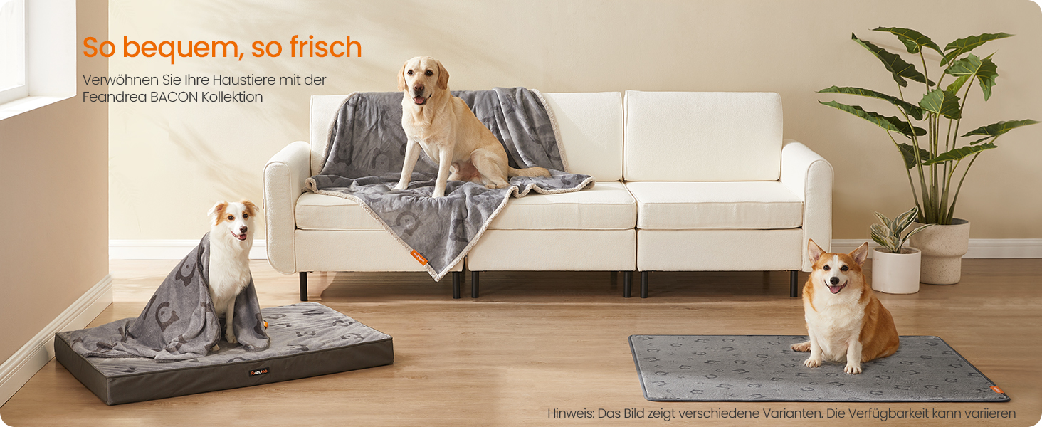 Водонепроникний килимок для собак Feandrea, 2 шт., 122x91 см, XL, з антиковзаючою поверхнею, для собак, котів, кроликів, сірий (PTD003G01)