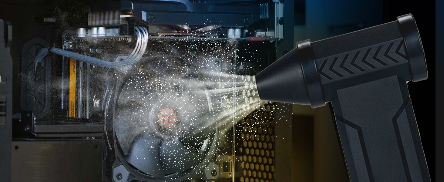 Електричний пилосос для повітряного видування, 3 швидкості, 160000 об/хв, для чищення ПК, електроніки, диванів, авто, офісної техніки (Чорний)