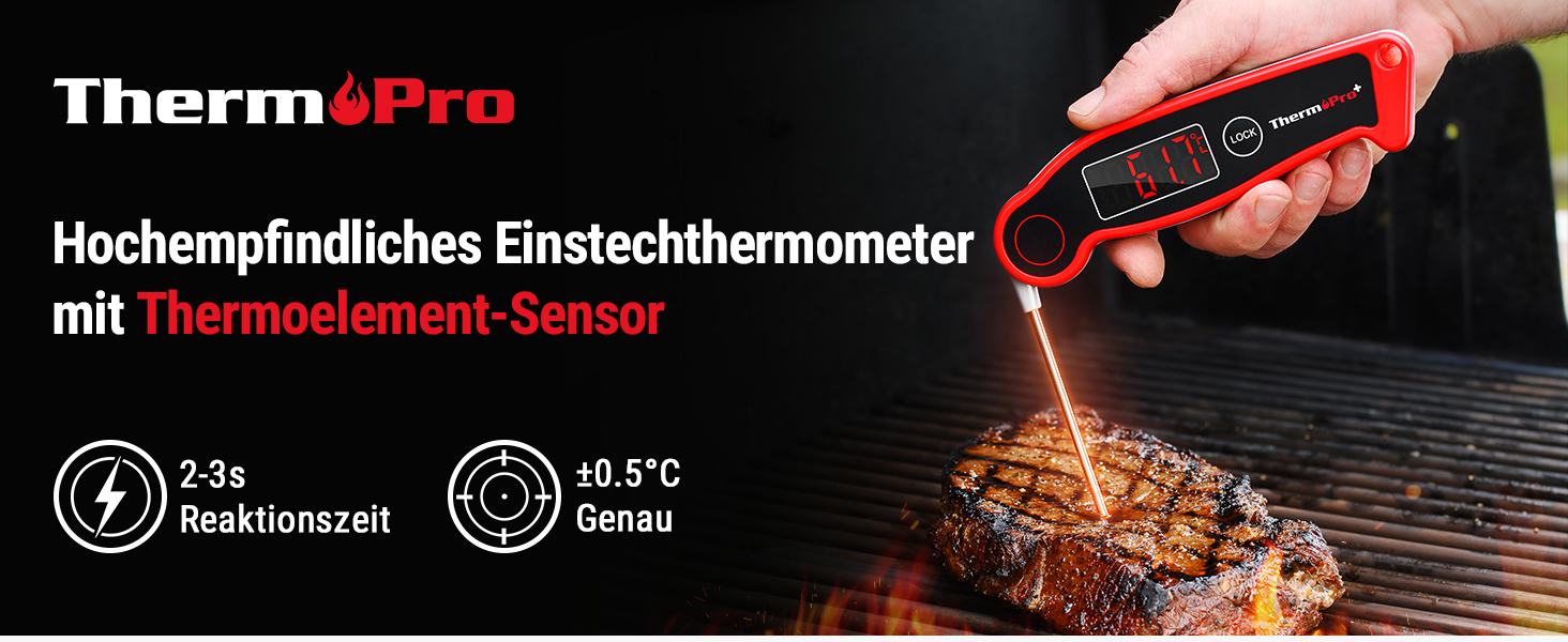 Термометр для м'яса ThermoPro TP19 IP65 вологостійкий ±0.5℃, LCD, для приготування BBQ, вина, жарки