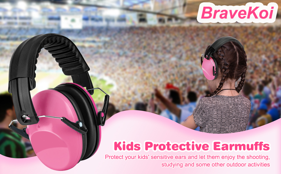 Навушники для захисту від шуму для дітей - комфортні, складні, для школи, аутизму, сну, навчання, ADHD, феєрверків, концертів (1 шт., темно-рожевий)