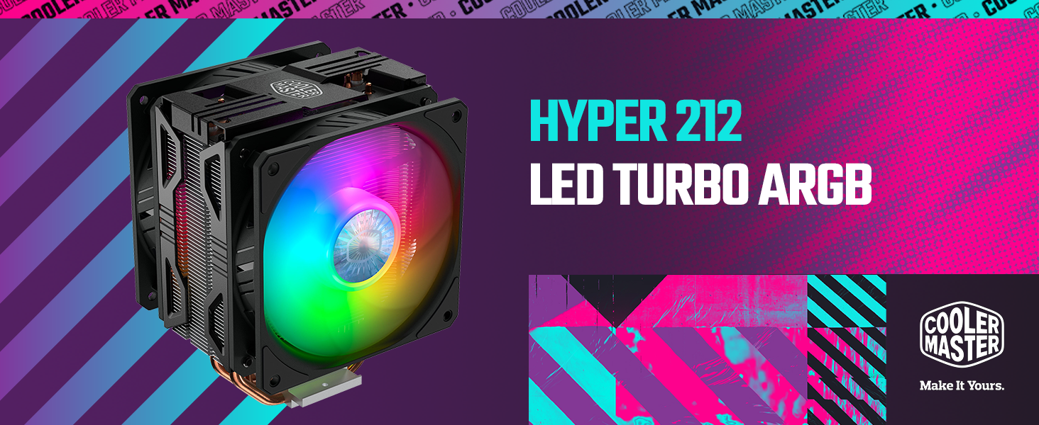 Охолоджувач CPU Cooler Master Hyper 212 LED Turbo ARGB з підтримкою LGA1700, 4 теплові трубки, RGB-вентилятор SF120R