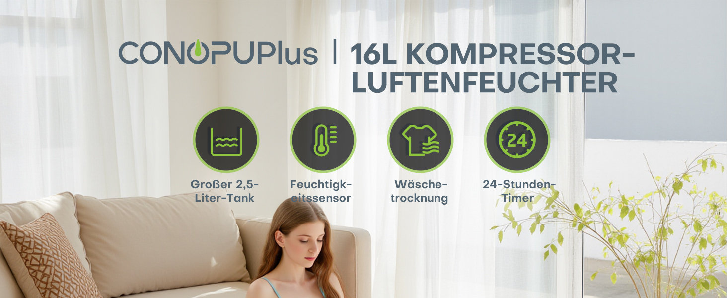 Електричний осушувач повітря CONOPUPlus 16L/день з AUTO режимом та таймером