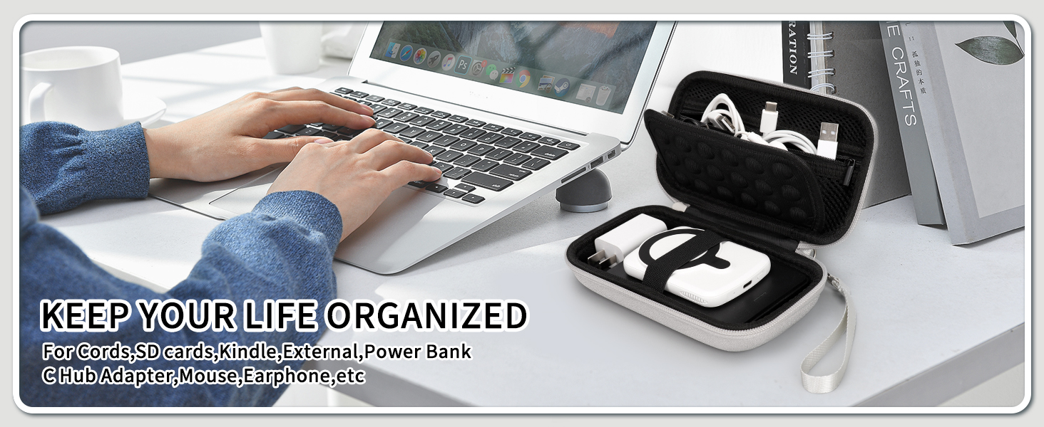 Органайзер для кабелів Teskyer, чорний, водонепроникний, жорсткий корпус, 8,5 x 17,5 x 6 см