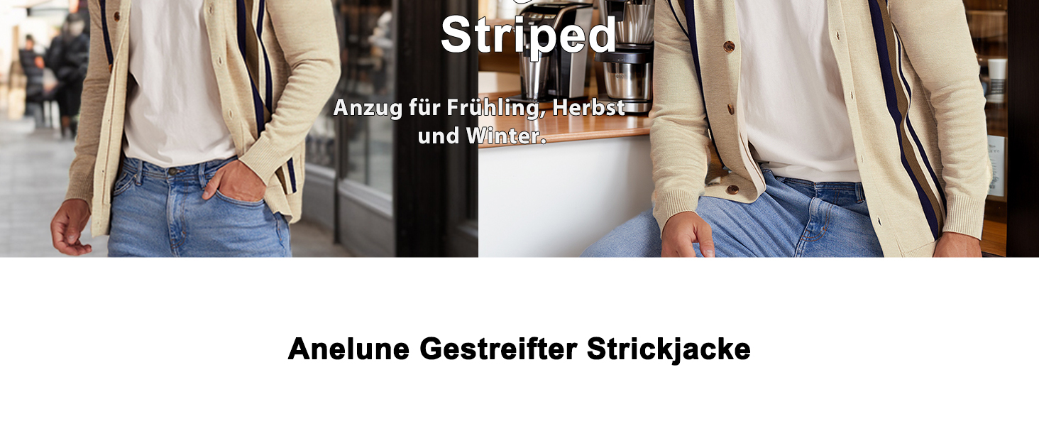 Чоловічий в'язаний кардиган вінтажного стилю з ґудзиками, з довгим рукавом, V-подібний виріз, легкий та теплий на осінь/зиму, бежевий, розмір M