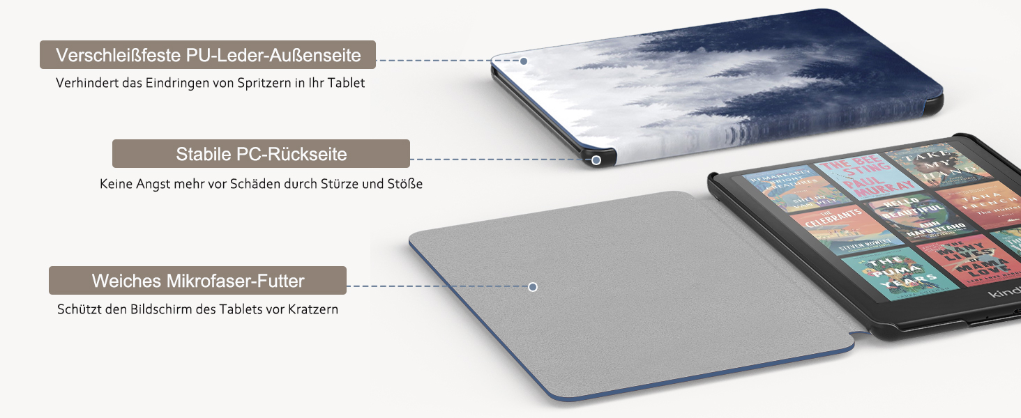 Чохол MoKo для Kindle Paperwhite 12th Gen (2024) та Kindle Colorsoft Signature Edition (2024), захисний чохол з авто-сном/пробудженням, сірий ліс