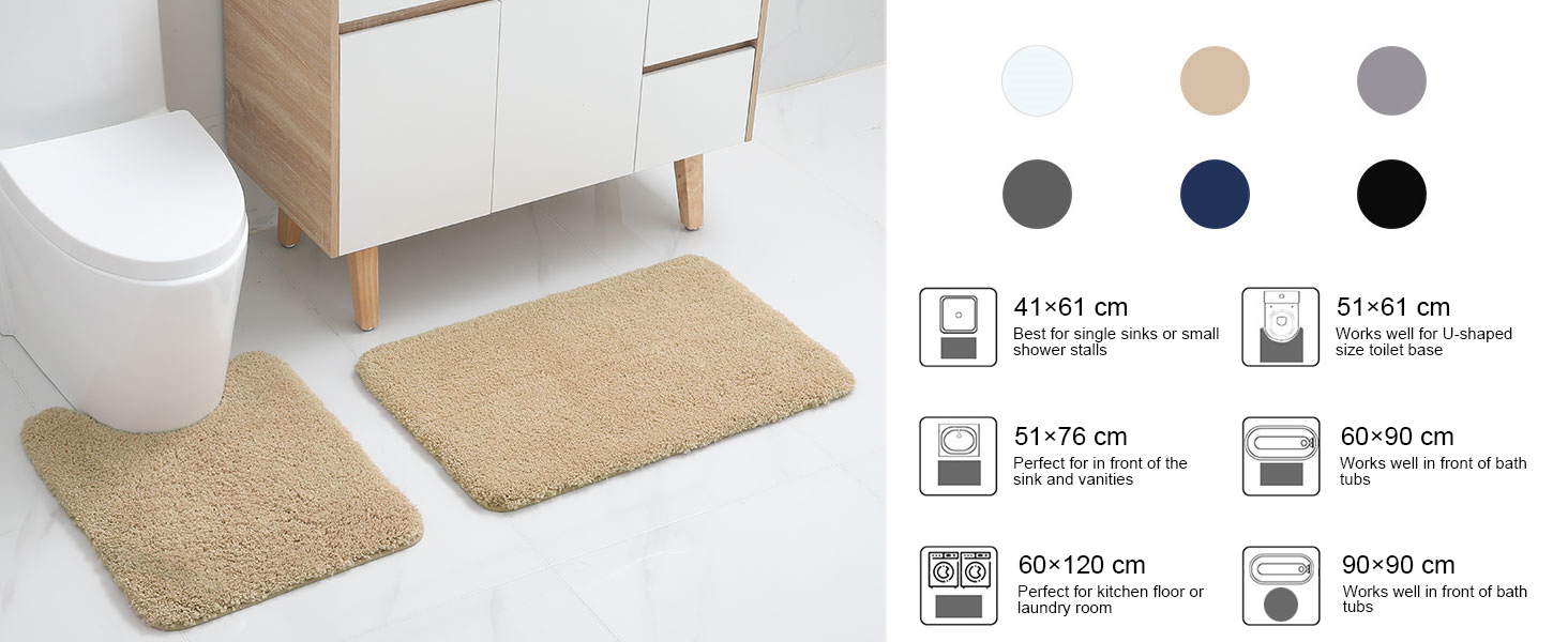 Килимок для ванної кімнати Homaxy: антиковзаючий, м'який, пухнастий, з мікрофібри, 60 x 120 см, бежевий