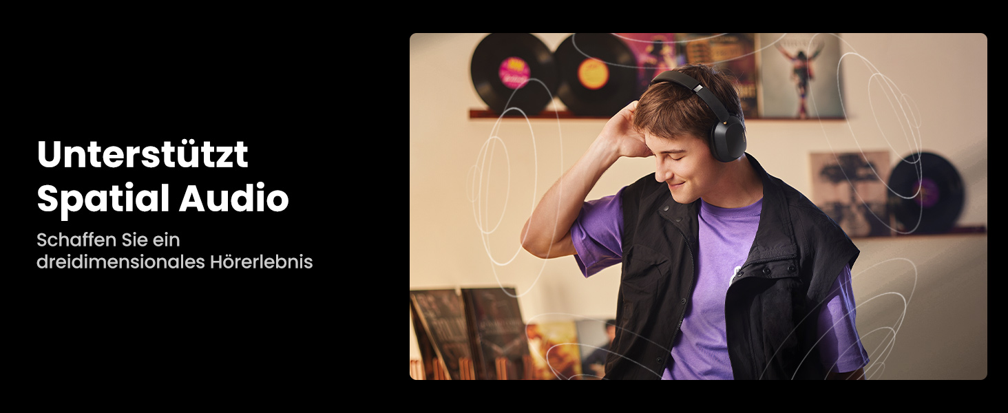 Навушники UGREEN HiTune Max5c Over-Ear з активним шумозаглушенням, Hi-Res Audio, LDAC, Bluetooth 5.4, Spatial Audio, 75 годин роботи, чорний