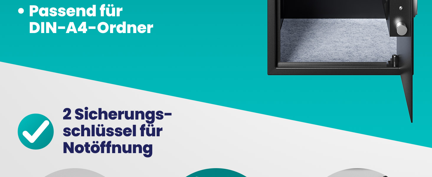 DEUBA® XXL електричний сейф 35x40x40 см, 4 мм, з подвійними сталевими болтами, внутрішнім освітленням, монтажним комплектом. Сейф для документів, меблевий сейф, срібний