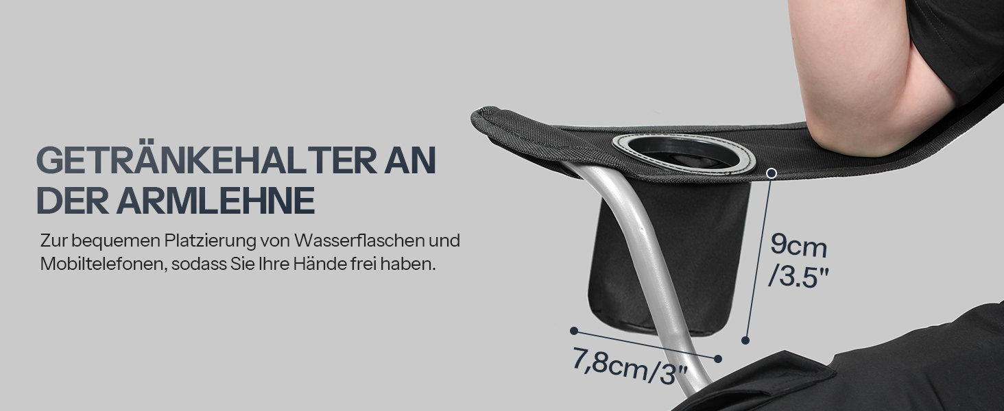 Складний кемпінговий стілець для пікніка, саду, балкону та пляжу, чорний - EBK01LC02