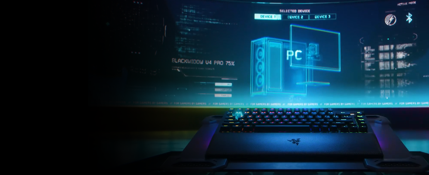 Механічна ігрова клавіатура Razer BlackWidow V4 Pro 75% з Green Switch, RGB Chroma, 6 макро-клавіші, Doubleshot ABS, QWERTY US-розкладка, чорна