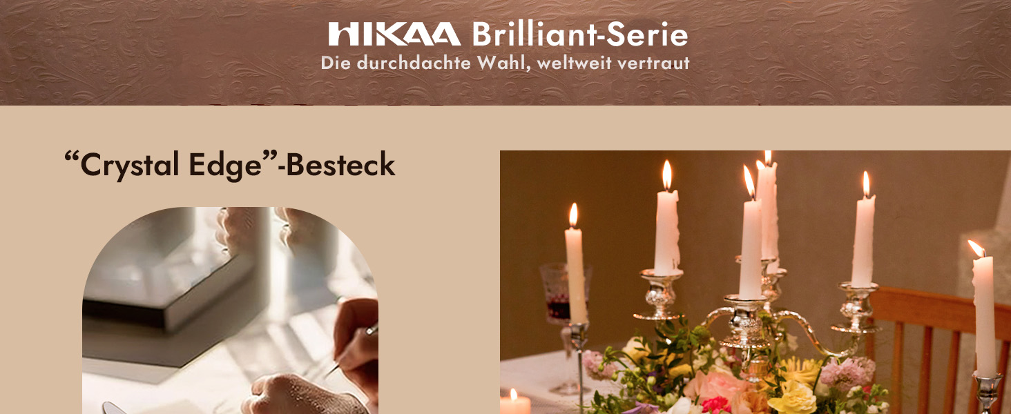 Набір столових приборів HIKAA на 6 осіб (30 предметів), нержавіюча сталь 18/10, полірування з діамантовим візерунком - для дому, весілля, святкування