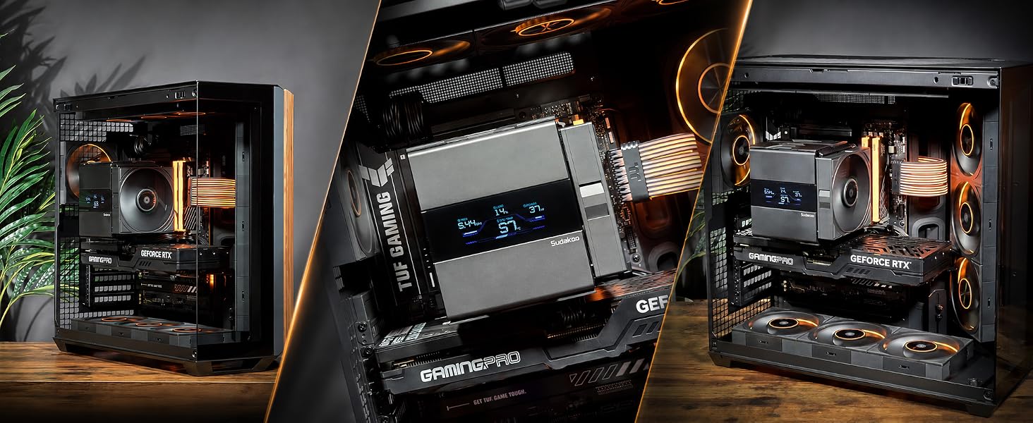 Кулер для процесора Sudokoo SK620V AM5: двосекційний башта (Dual Tower) з цифровим дисплеєм, 6 тепловими трубками та 2 PWM FDB вентиляторами 120мм