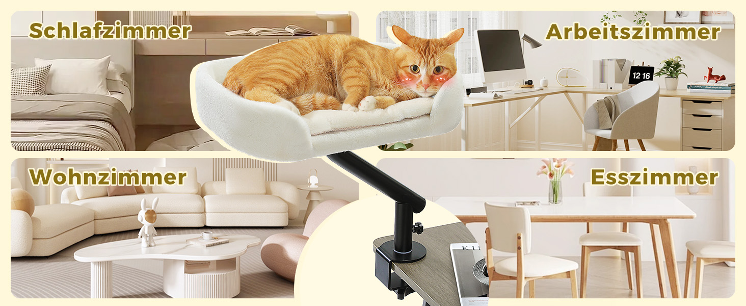 Кігтечка-ліжко для котів PAWZ Road з інтерактивним м'ячиком, обертається на 360°, підходить для ваги до 22.5 кг, бежеве овальне ліжко