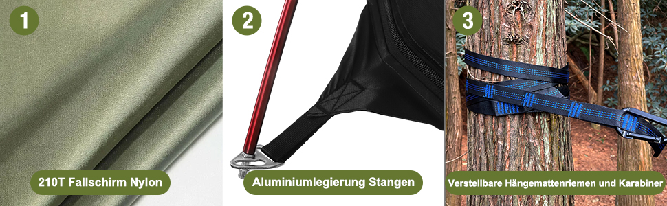 Гамак COVACURE вуличний з москітною сіткою для 2 осіб 270x140 см, вантажопідйомність 200 кг - легкий гамак для кемпінгу, саду, подорожей