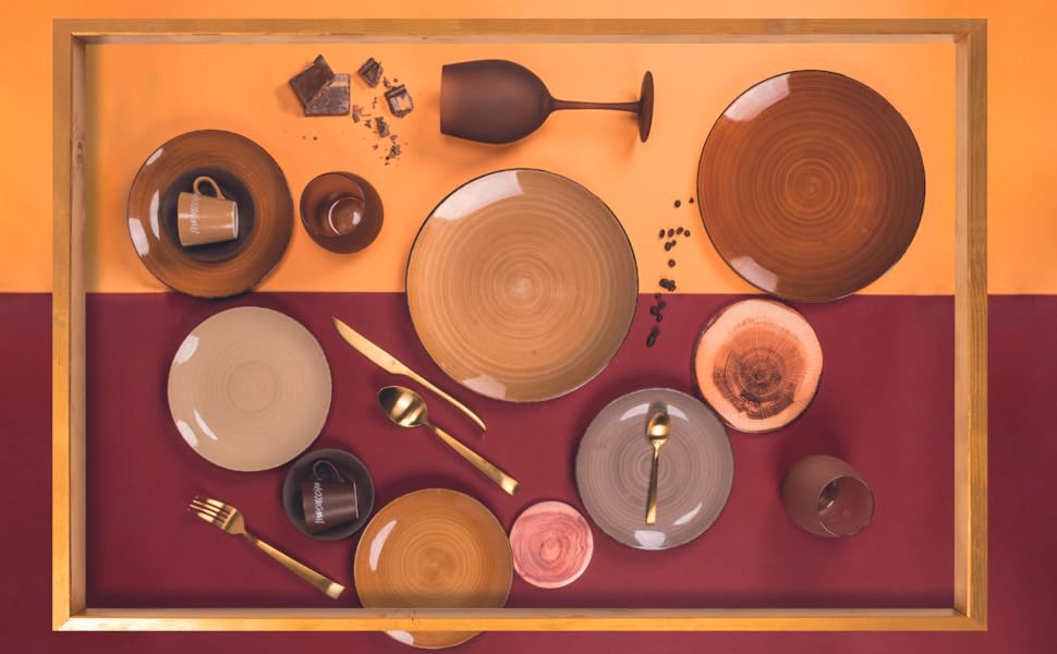 Villa d'Este Home Tivoli Baita: 18-частинний чайний сервіз з шоколадного фарфору, Steingut