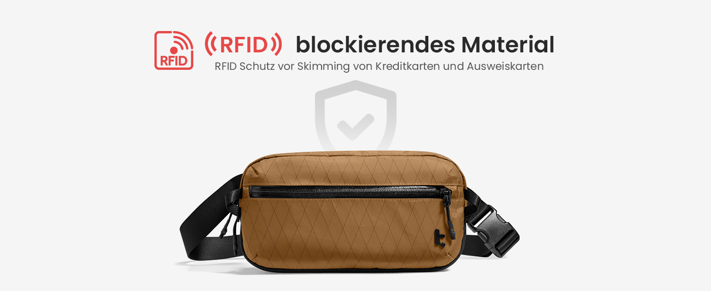 tomtoc Anti-Diebstahl Sling Bag 3,5L: Сумка на плече, Crossbody для чоловіків та жінок з RFID-захистом | для Switch, iPad mini | Водовідштовхувальна, EDC, Подорожі, щоденне використання | X-pac, Колір: Коричневий