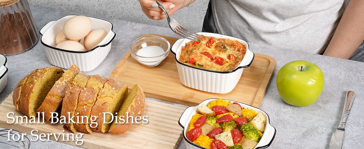 Набір форм для запікання NUTRIUPS 400мл (4 шт.), кераміка, 14.5 x 11.5 x 5.5 см. Квадратні форми для випічки, фритюрниці, духовки та мікрохвильовки. Зеркальне покриття