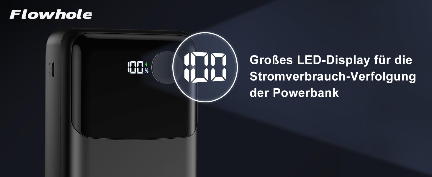 Потужний зовнішній акумулятор Power Bank на 60000 mAh, велика ємність, чорний