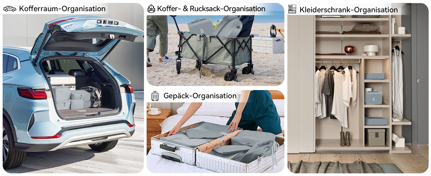 Органайзер для валізи Chijoo (12 шт, чорний) – набір кубиків для пакування, аксесуари для подорожей (сірий)