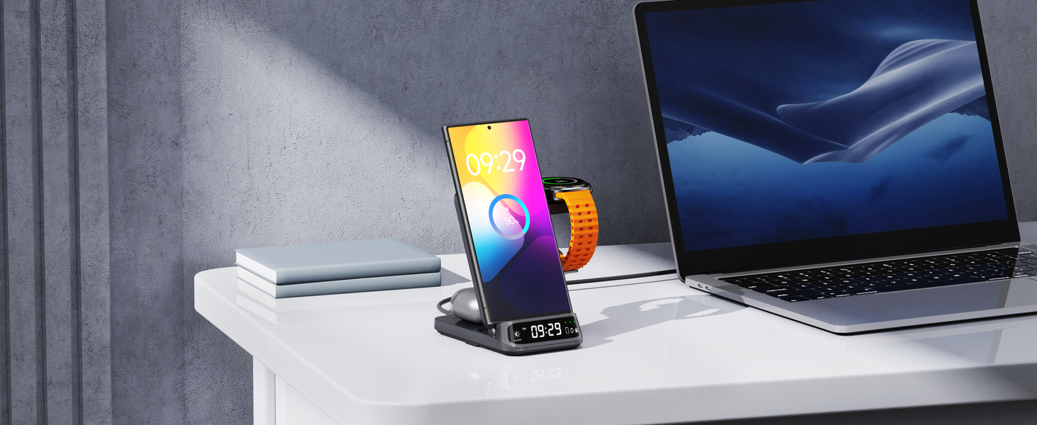 Бездротова зарядка SwanScout 708S для Samsung Galaxy S25 Ultra/S23/S22/S21 та Galaxy Watch/Buds (без адаптера)