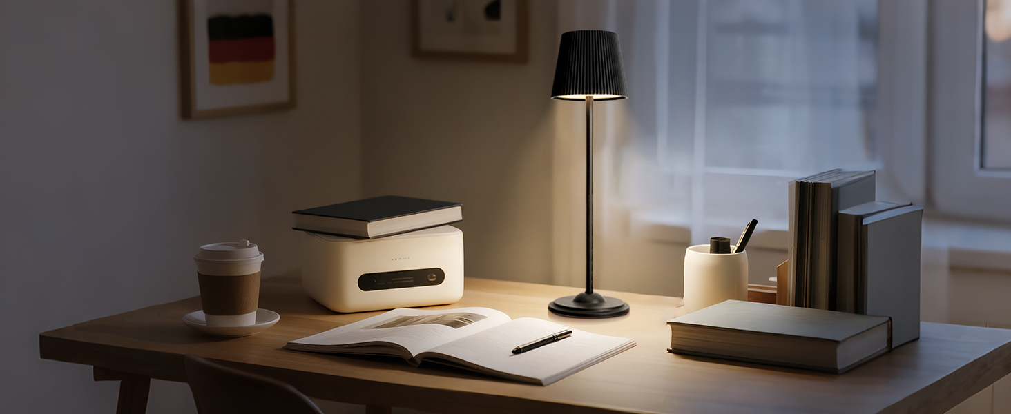 Світлодіодна настільна лампа бездротова з регулюванням висоти, USB-C нічник з 3 режимами освітлення та димером, портативна металева акумуляторна лампа для вітальні, спальні та вулиці (Чорна)