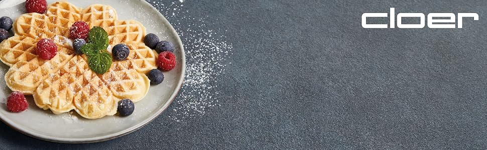 Вафельниця Cloer 1621 для класичних вафель у формі серця, 930 Вт, розмір вафелі 15,5 см, регульований ступінь прожарювання, білий колір, метал, одноразова