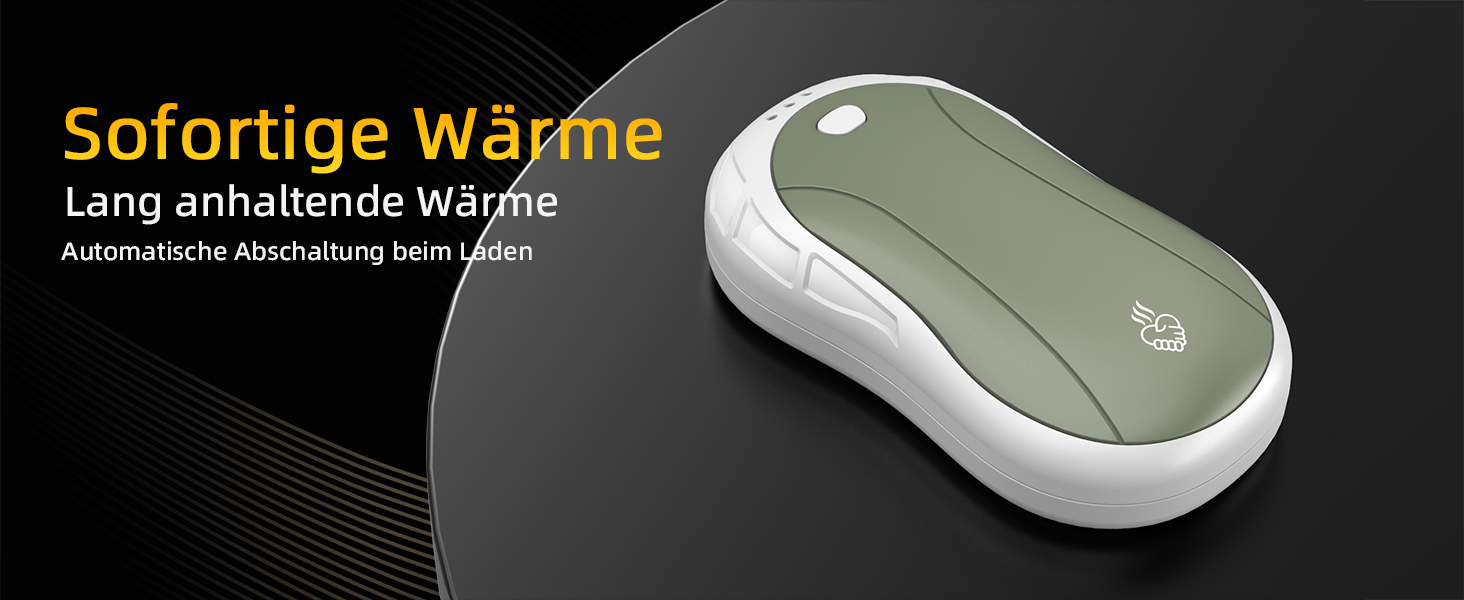 Електричні грілки для рук 2 шт. FANDLISS, портативні, акумуляторні, 6000mAh, до 12 годин роботи, USB, для кемпінгу, полювання, гольфу, білий/зелений