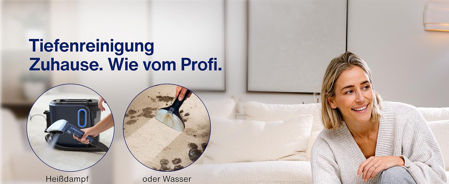 Samako Теперішній очищувач килимів та м'яких меблів – компактний ручний пристрій, потужний 400W двигун, 2 великі резервуари для води, підходить для всіх типів тканини (потужна версія (2000 Вт))