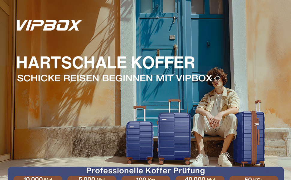 Чемодан VIPbox з жорсткою обшивкою, великий (75 см), розширюваний, легкий, з полікарбонату, з 3-річним сервісом, з TSA замком, 4 колеса, блакитний, M+XL (55+75 см)