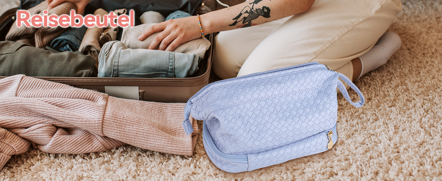 Косметичка для жінок велика водонепроникна з відділенням для пензлів, органайзер для макіяжу, косметичка для подорожей, велика косметичка з пензленицею (B-фіолетовий)