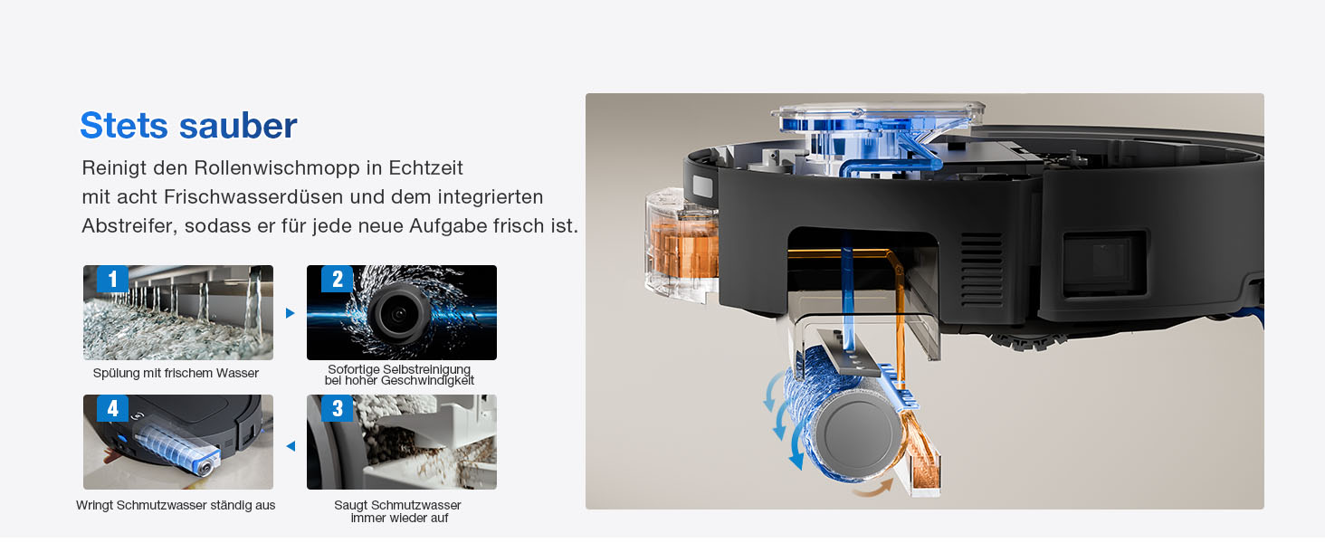 Робот-пилосос ECOVACS DEEBOT T80 Omni з функцією миття підлоги, 18000 Па, OZMO Roller, автоматичне миття моп, ZeroTangle 3.0, миття гарячою водою 40-75°C, чорний