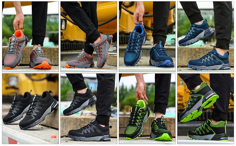 Черевики робочі AONEGOLD для чоловіків та жінок, легкі, з металевим капом, антиковзаючі, дихаючі, спортивні, розмір 36-48 EU (38 EU, 8395 Blue)