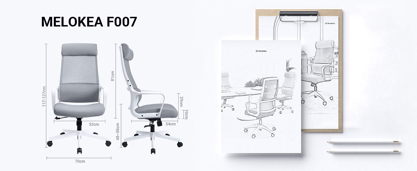 Ергономічне крісло для офісу з регульованою підголовником, крісло для робочого столу з широким сидінням, підтримкою попереку, офісне крісло 200 кг, сітчасте крісло, крісло для дому та офісу, комп'ютерне крісло EN 1335, сіре